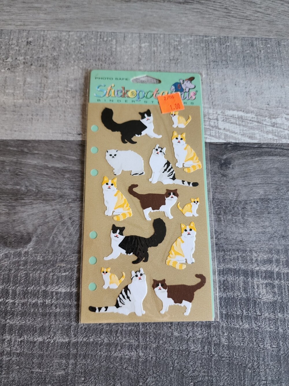 VTG Stickopotamus Scrapbook Binder Stickers Fuzzy Cats Kitten Retired New #38